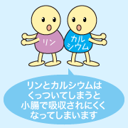 リンとカルシウムはくっついてしまうと、小腸で吸収されにくくなってしまいます。